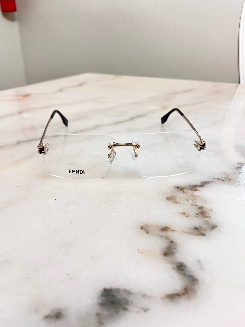 Fendi Rimless Clear Glasses with Gold Hardware